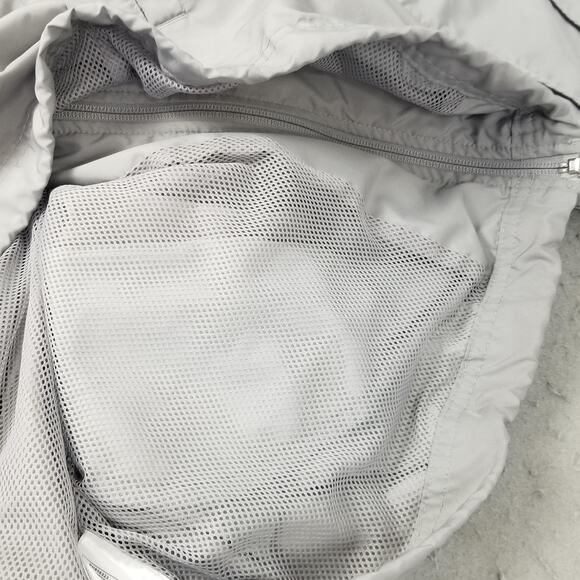 Nike Windbreaker Jacket Mens Large Gray Full Zip Mesh Lined Black Piping Swoosh - Picture 15 of 16